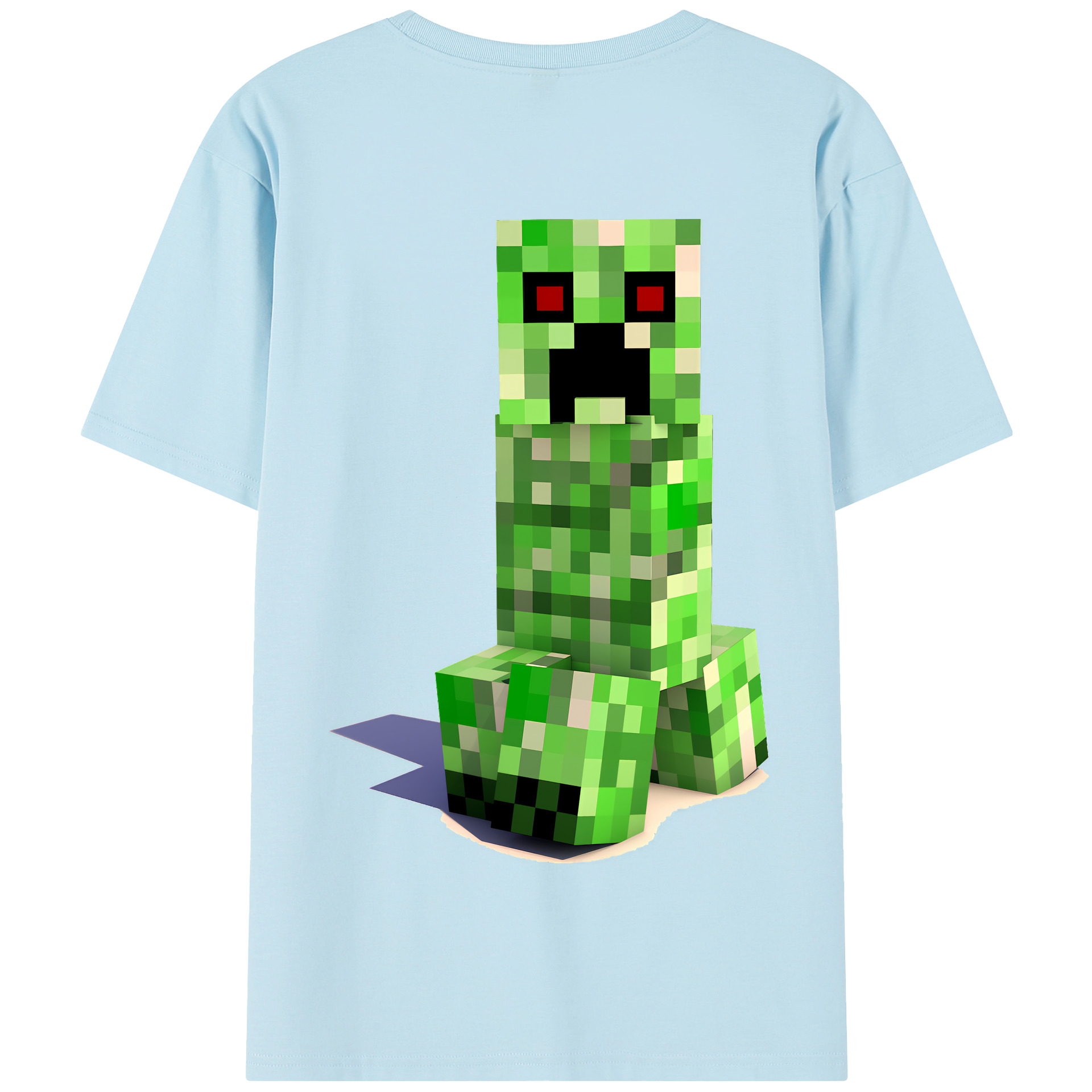 （画像用） マインクラフト ブロックの世界 Minecraft MC Block world 綿100％半袖Tシャツ（背面プリント）